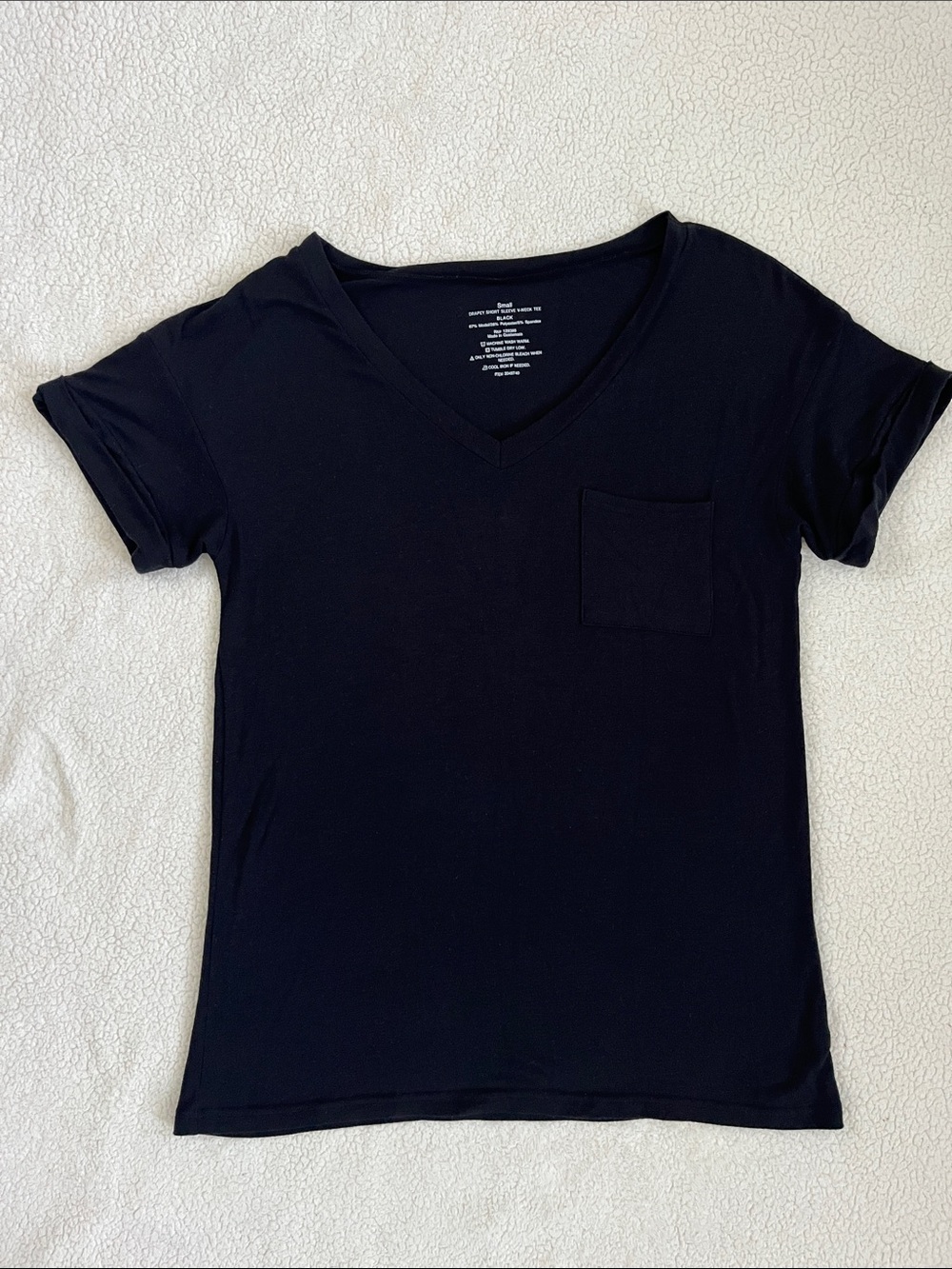 Black V-Neck Pocket Tee
